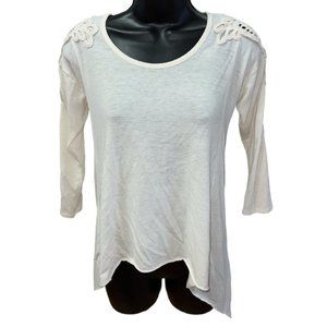 Hollister Crochet Sleeve High Low Beige Tunic Sz XS/S